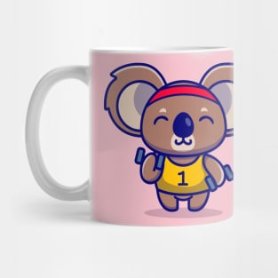 Cute Koala Lifting Dumbbell Cartoon Mug